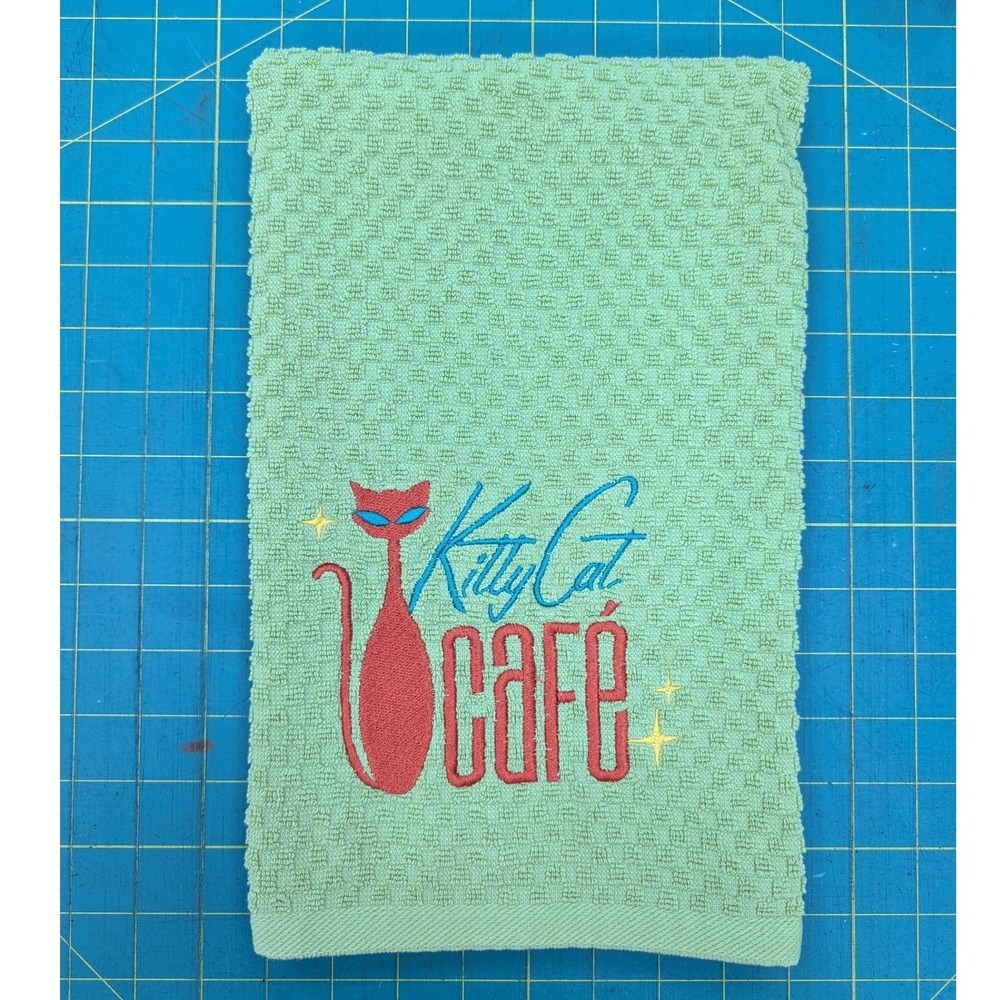 Kitty Cat Cafe Retro Mid Century Modern Atomic Kitchen Bath Hand Towel